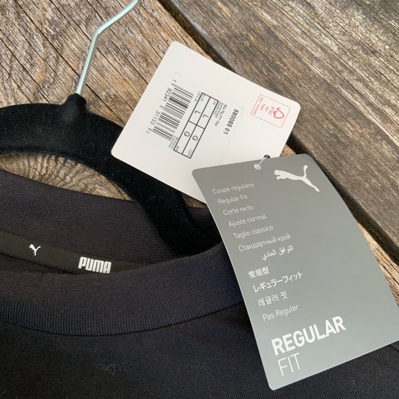 Puma Black slightly Cap Sleeves T Shirt size L Regular Fit New With Tags - Picture 5 of 5